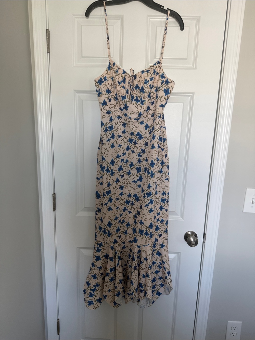 Commense Floral Print Knotted Irregular Hem Long Dress